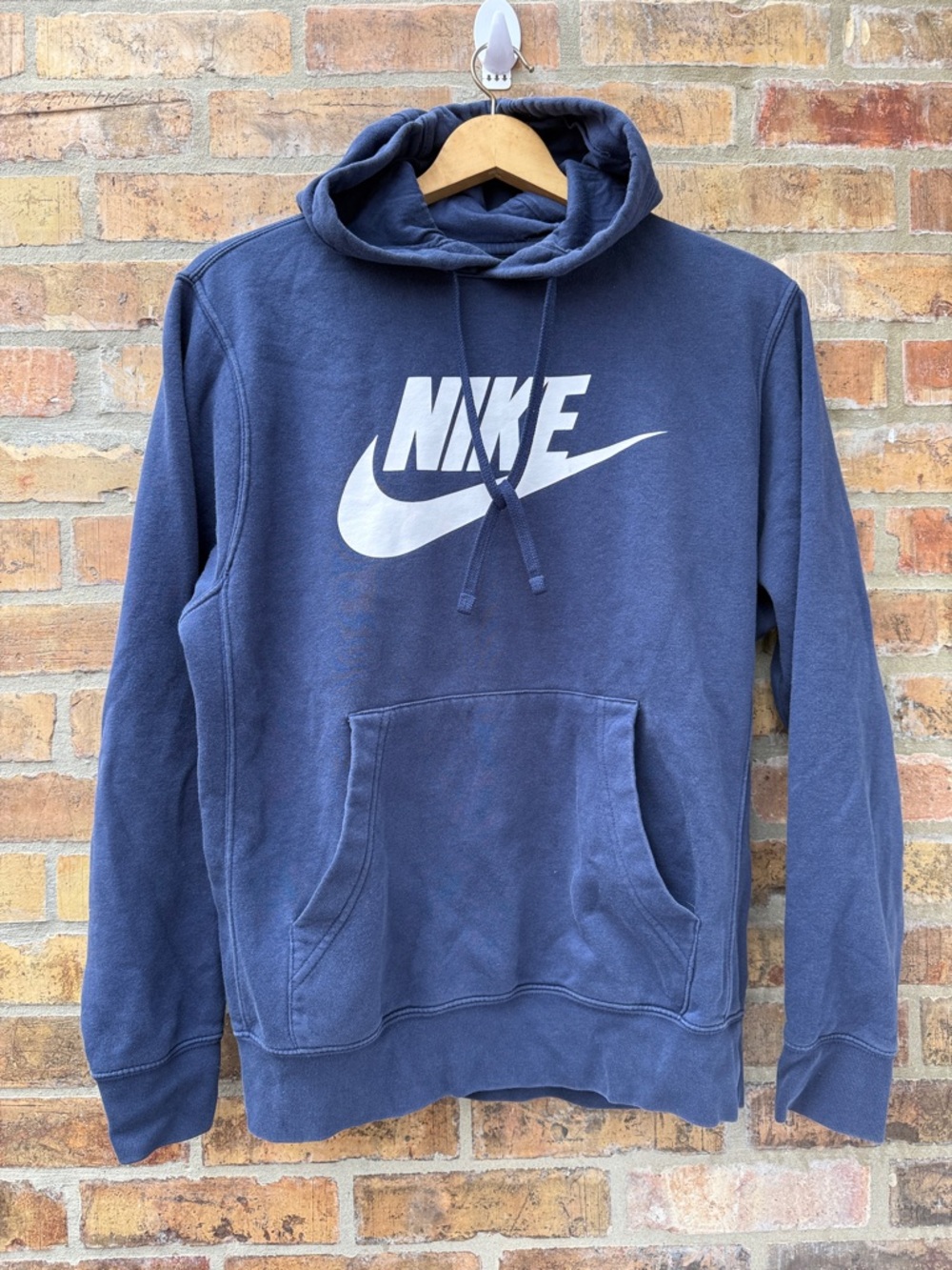 Nike Navy Blue Hoodie Swoosh Size Medium Hooded Sweatshirt Activewear